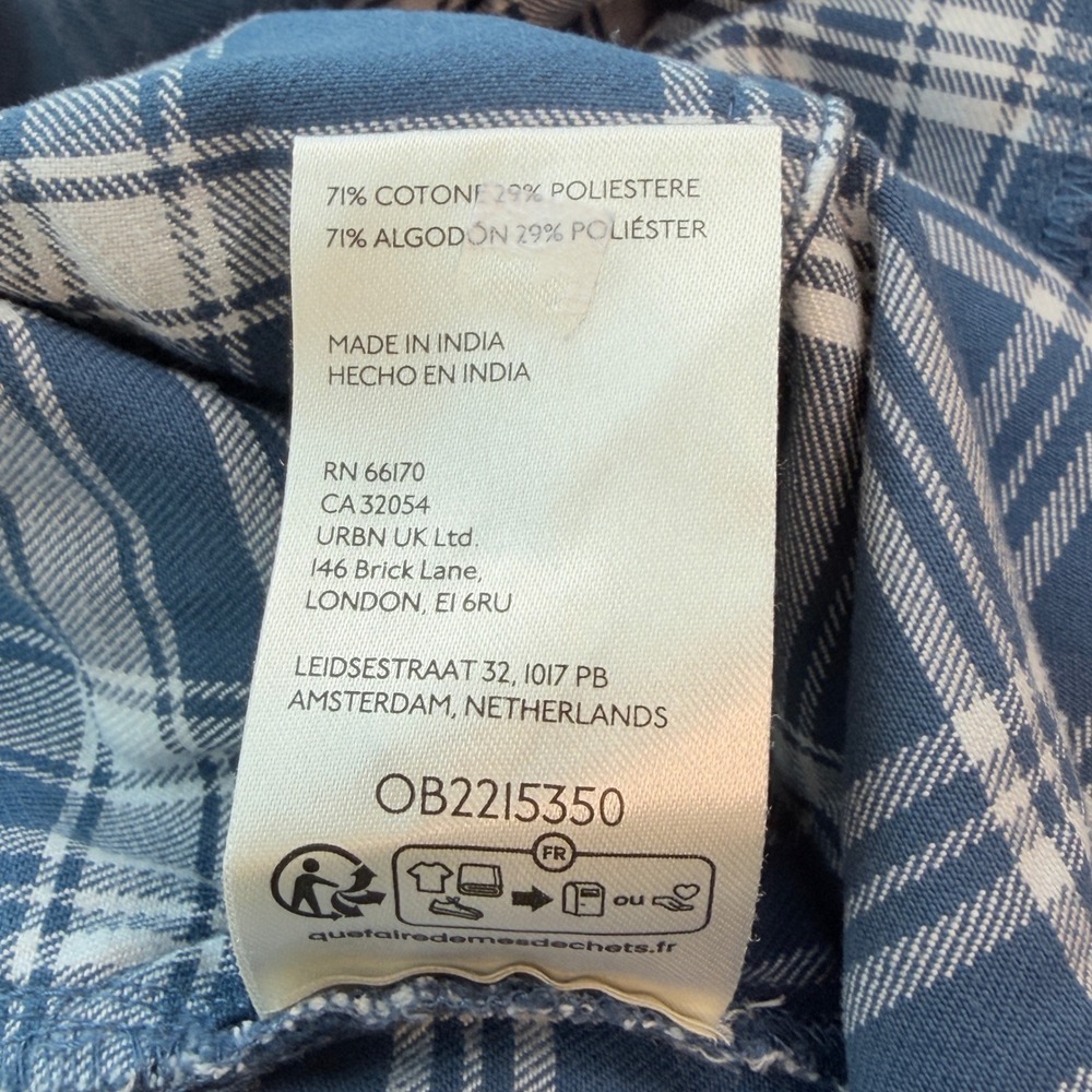 Pilcro Plaid Mini Dress Women XS Blue Excellent Ruffle Strap Pockets - Picture 9 of 9